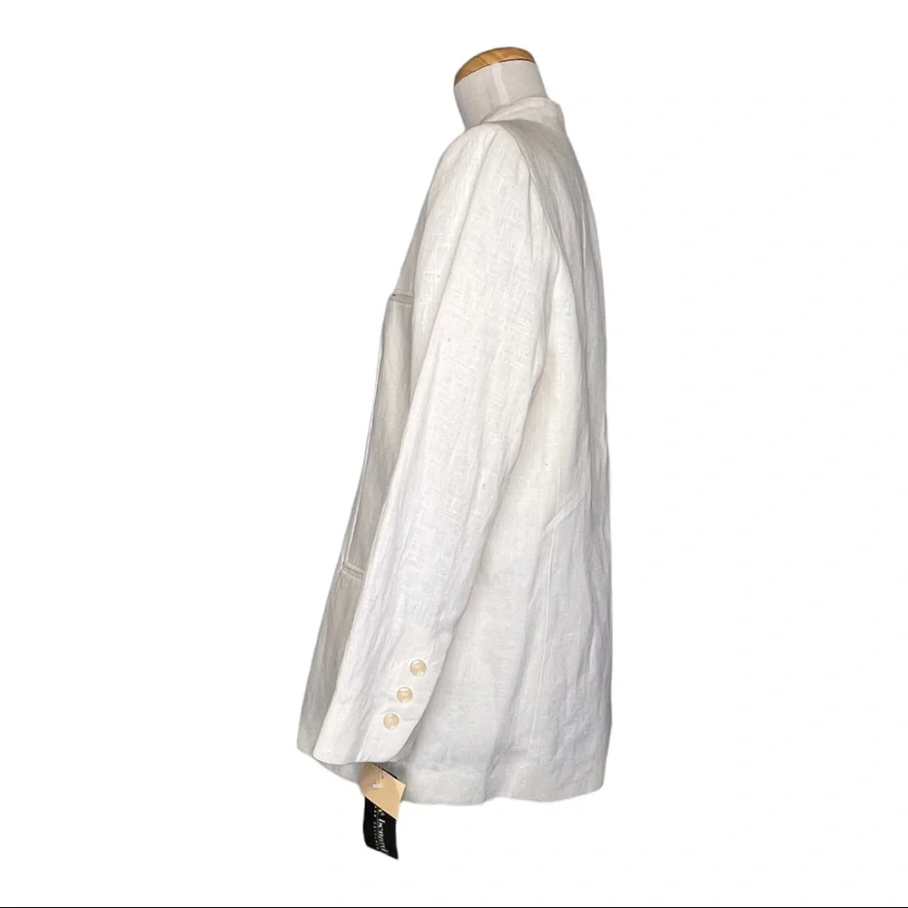 Harvé Benard By Benard Holtzman Vintage Womens Linen Kimono Jacket Ivory Size 10